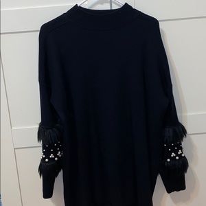 Quiz clothing mock neck faux fur tunic sweater